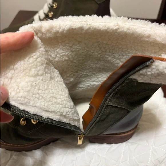 Franco Sarto Women's Olive Suede Lace-Up Boots, size 11, EUC - Picture 3 of 13
